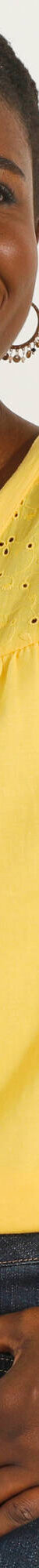 T-shirt col tunisien manches courtes, broderie anglaise (jaune) T-shirt col tunisien manches courtes, broderie anglaise (jaune)